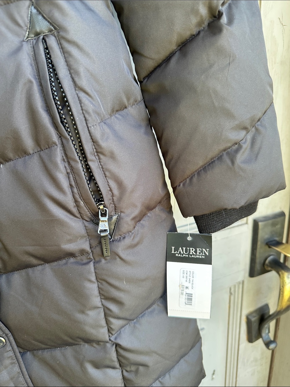 Ralph Lauren Women's Black Quilted Down Coat with Faux Fur Trim Hood - Picture 4 of 16